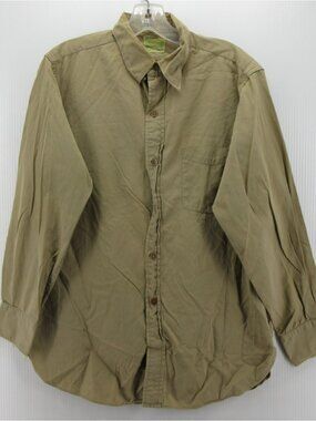 VINTAGE Creighton Shirt Large Khaki Sanforized Poplin Uniform 50s 60s*